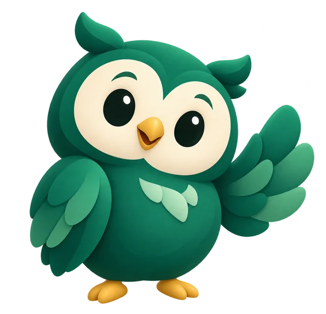 Cito, CitoHR's emerald owl mascot, waving hello