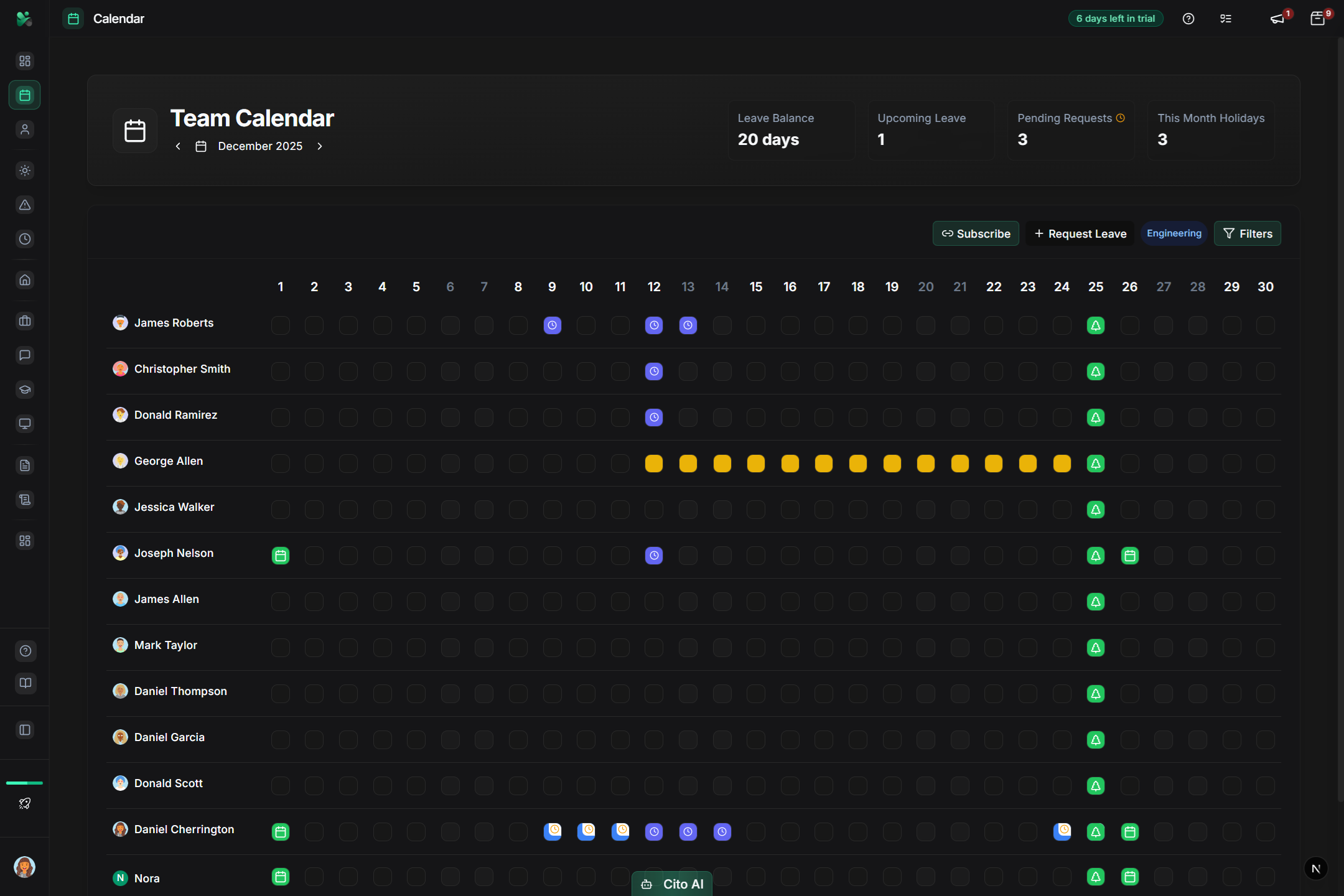 Company Calendar dashboard and interface - Productivity & Collaboration feature for UK small businesses