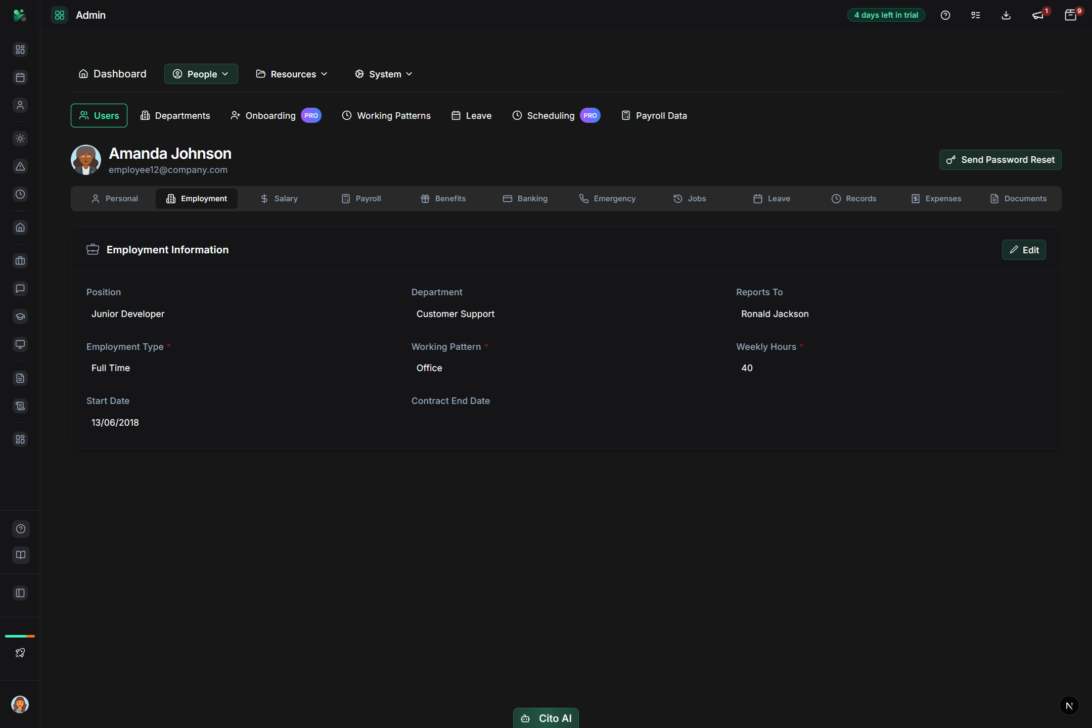 Employee Management dashboard and interface - Employee Lifecycle feature for UK small businesses