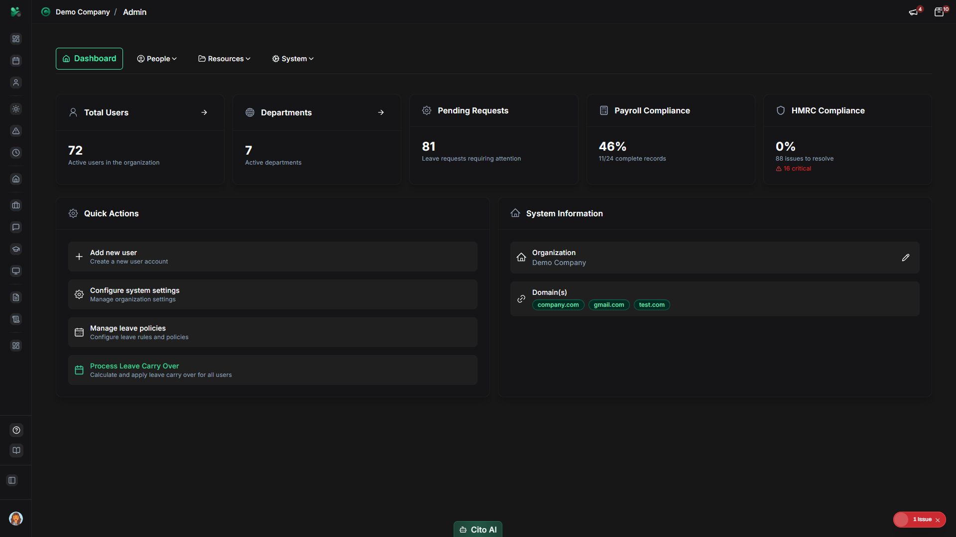 Admin navigation tabs showing all admin sections