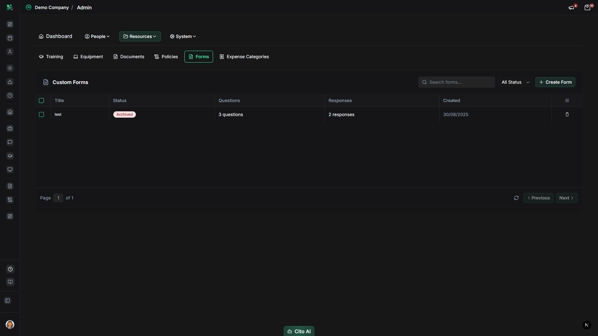 Distribute form dialog showing recipient selection