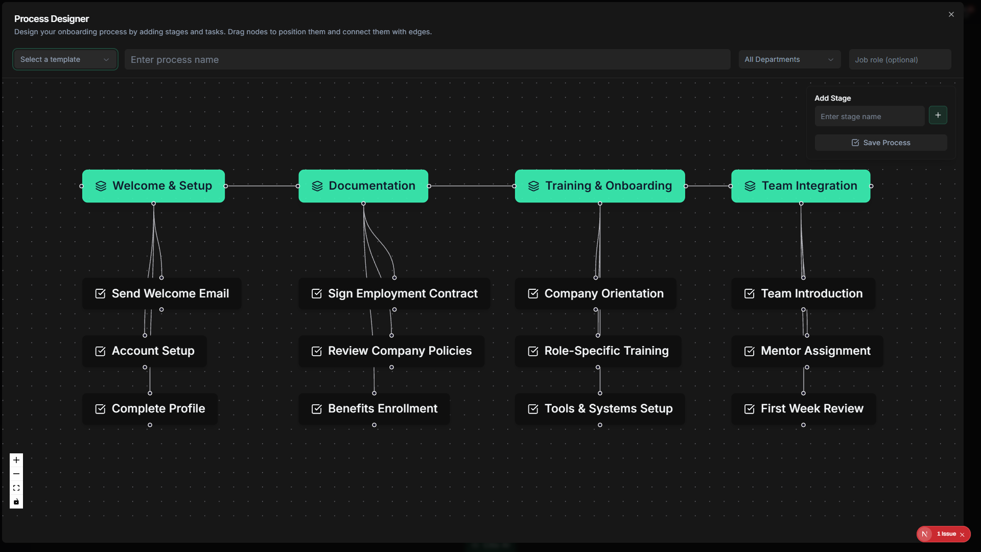 Adding tasks to an onboarding process