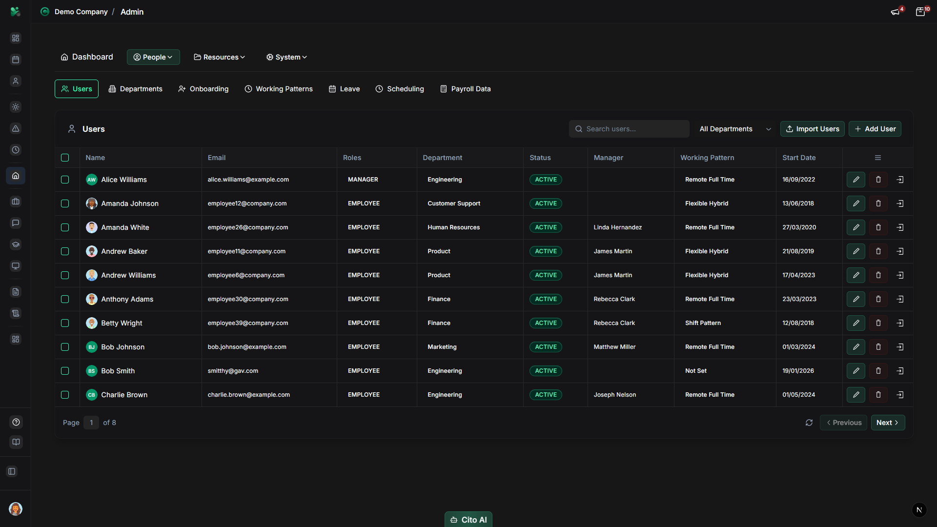 User profile showing Employment section