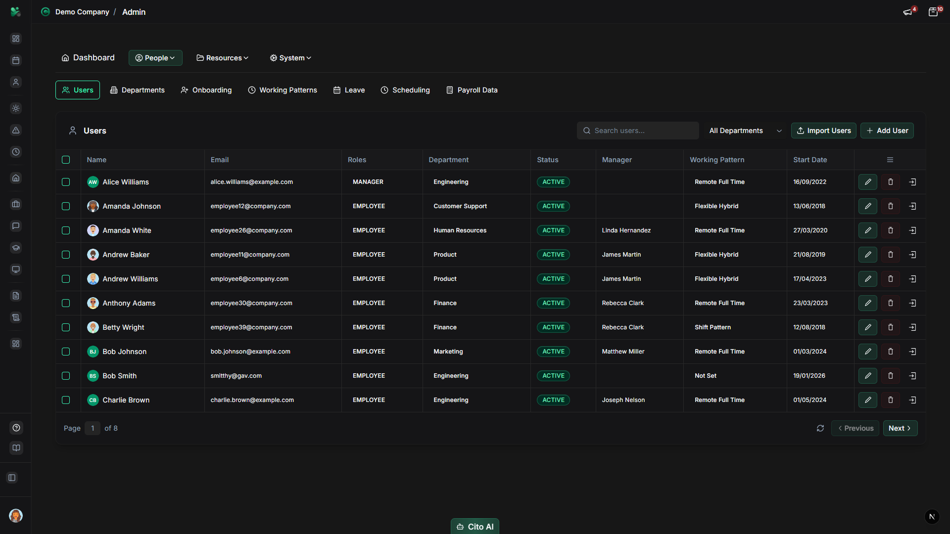User profile showing Leave Settings section
