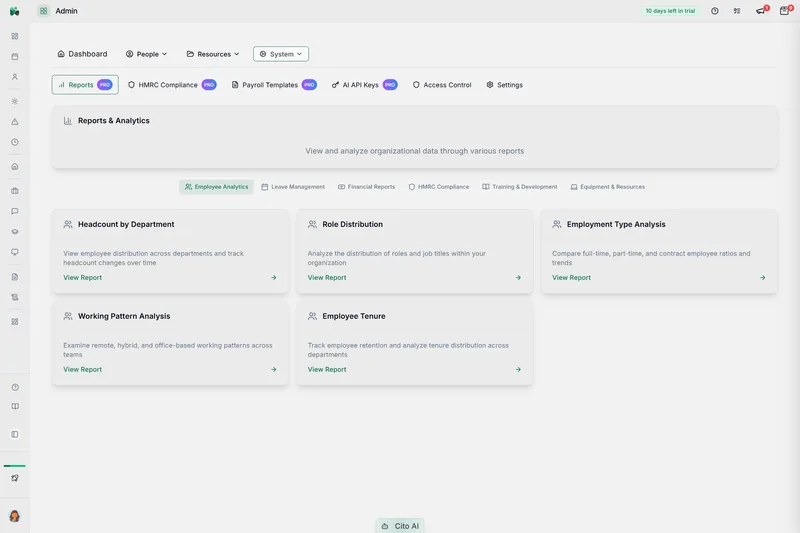 Reports and analytics in CitoHR
