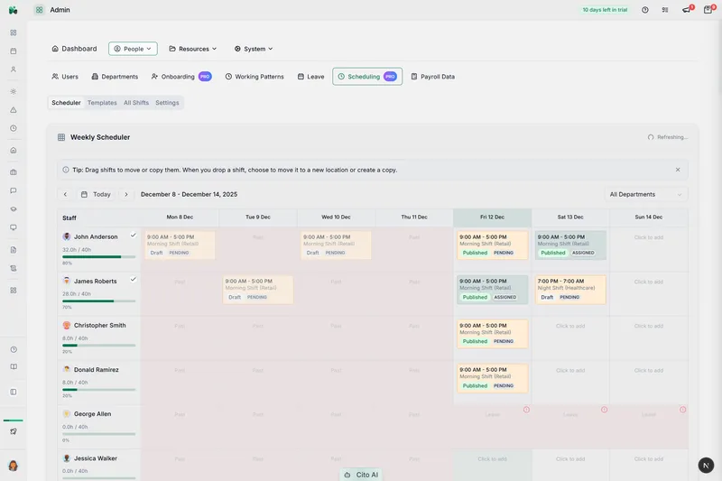 Shift scheduler in CitoHR