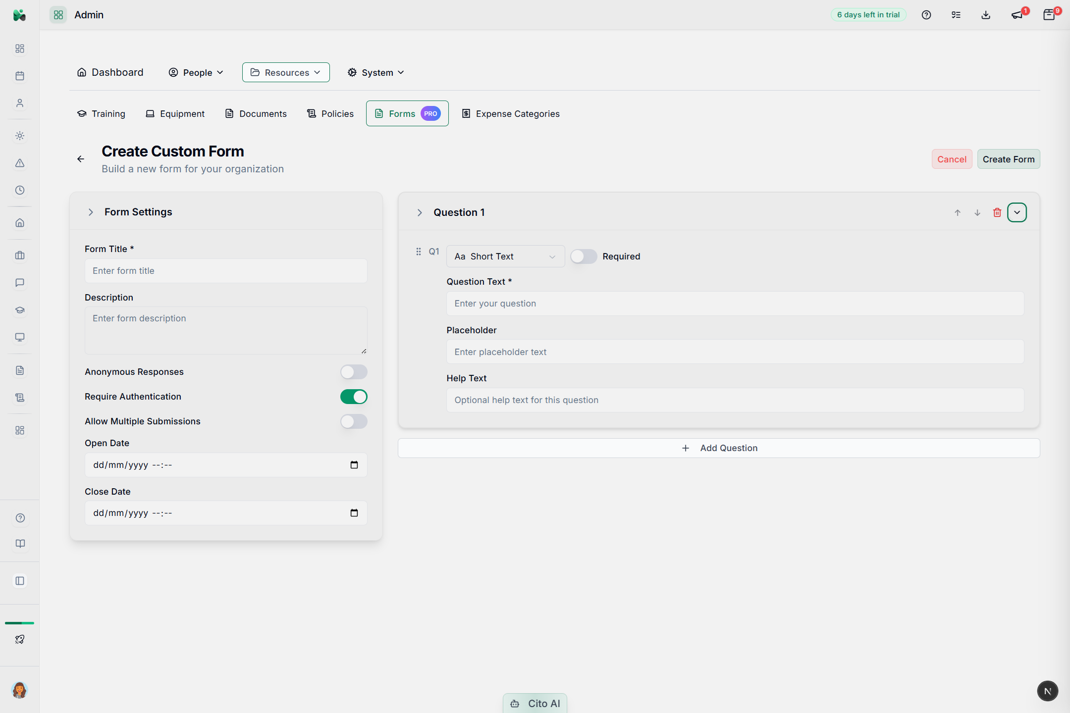 Custom Forms - UK HR Software | CitoHR